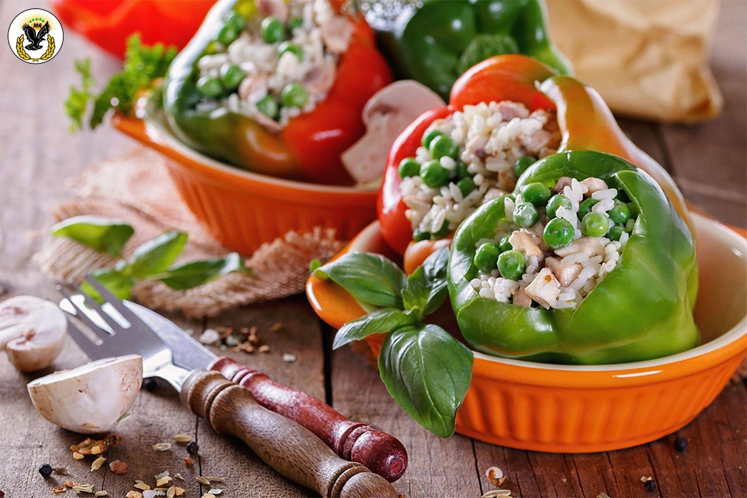 Vegetable and Basmati Rice Stuffed Peppers